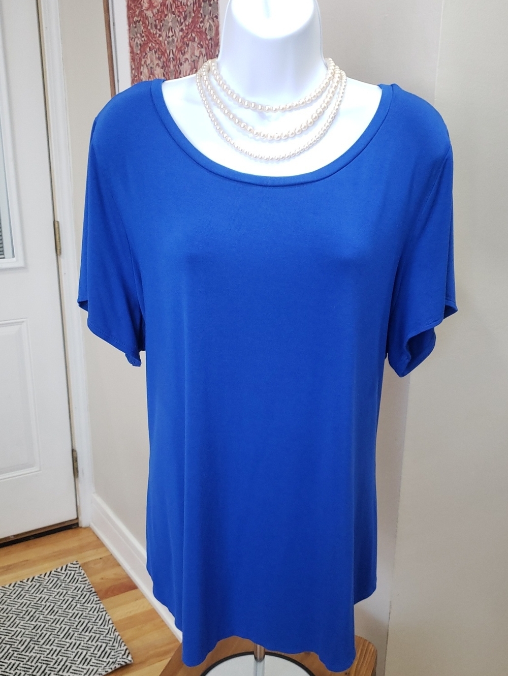 Alfani Royal Blue Scoop Neck Short Sleeve Tee, 3X